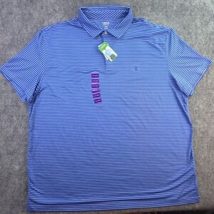 New Izod Golf Polo 3XL Cornflower Blue Striped Performance Stretch Short Sleeve